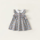 Toddler Girl Bowknot Lapel Collar Sleeveless Dress