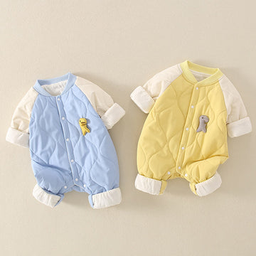 Baby 3D Dino Contrast Sleeves Romper