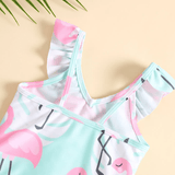 Toddler Girl Ruffled Flamingo Swimsuit