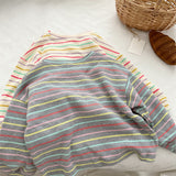Toddler Colorful Striped Pocket Waffle Sweatshirt