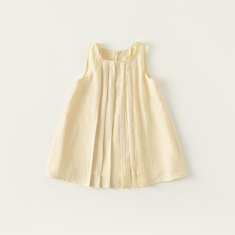 Toddler Girl Solid Color Pleated Sleeveless Dress