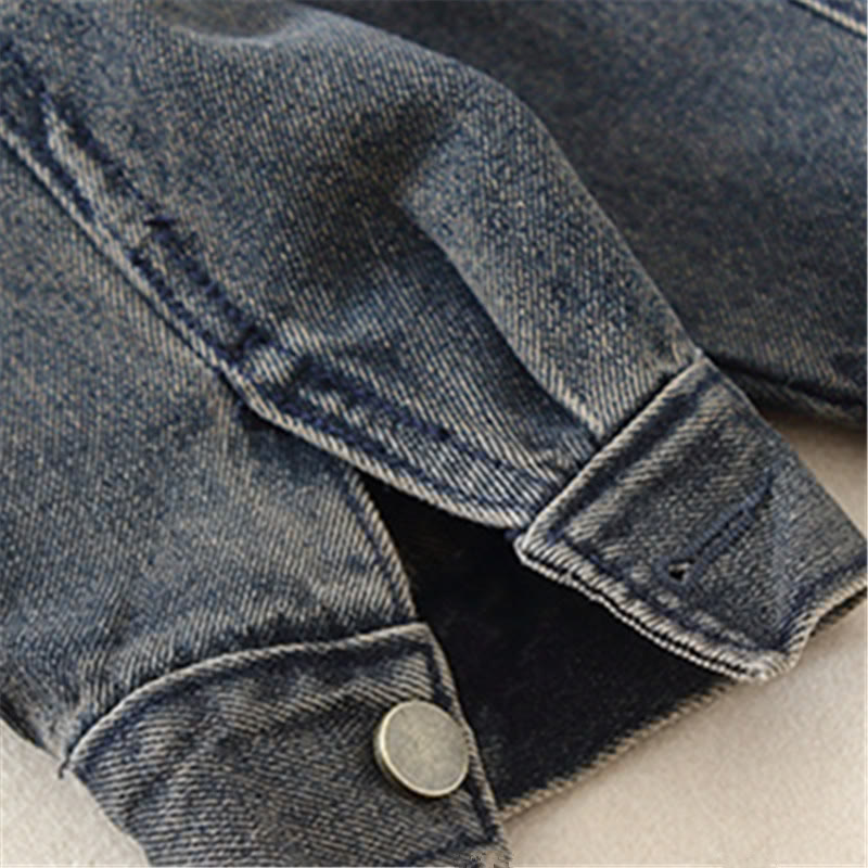 Toddler Black Denim Retro Style 2 Pieces Set