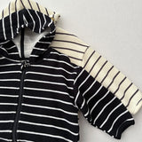 Toddler Striped Zipper Hooded Coat