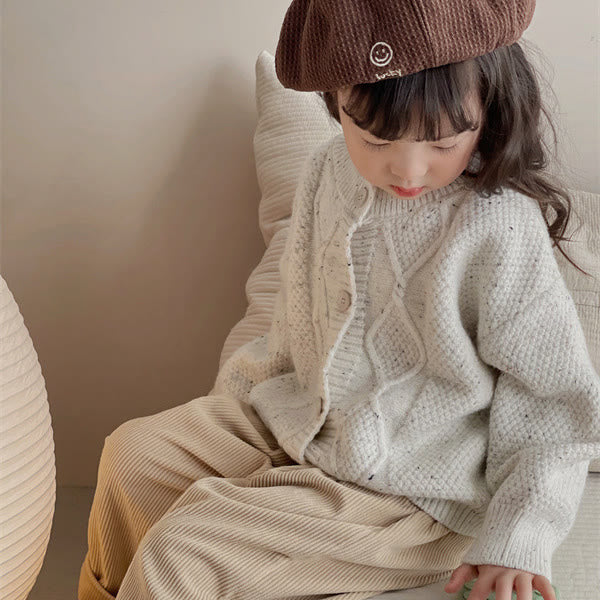 Toddler Colour Mixture Knitted Plaid Cardigan