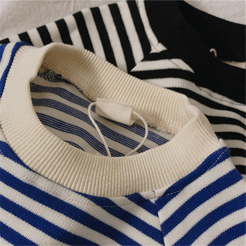 Toddler Loose Striped Pocket Batwing Sleeves Sweatshirt