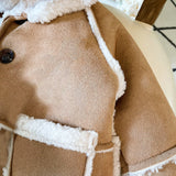 Toddler Fleece Button Hooded Suede Warm Coat