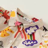 Toddler Girl Rainbow Cactus Lapel Collar Dress