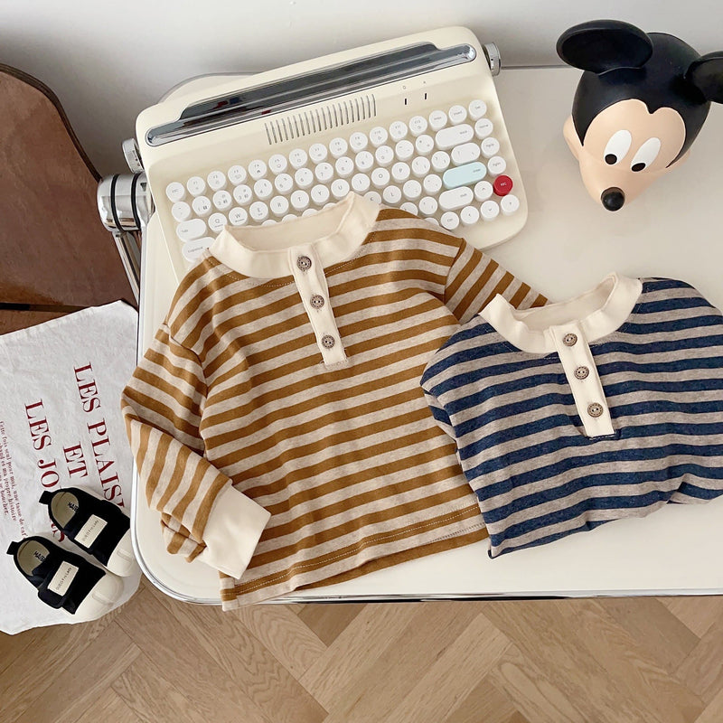 Baby Toddler Striped Button T-shirt