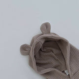 Toddler 3D Ears Solid Color Ribbed 2 Pieces Set