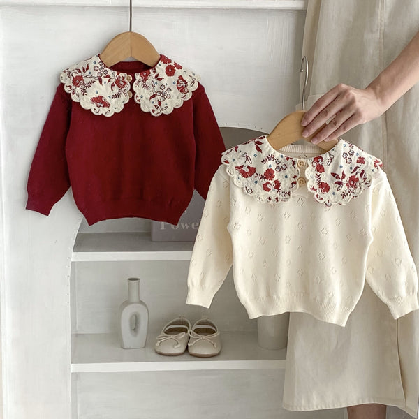 Baby Flower Collar Knitted Blouse