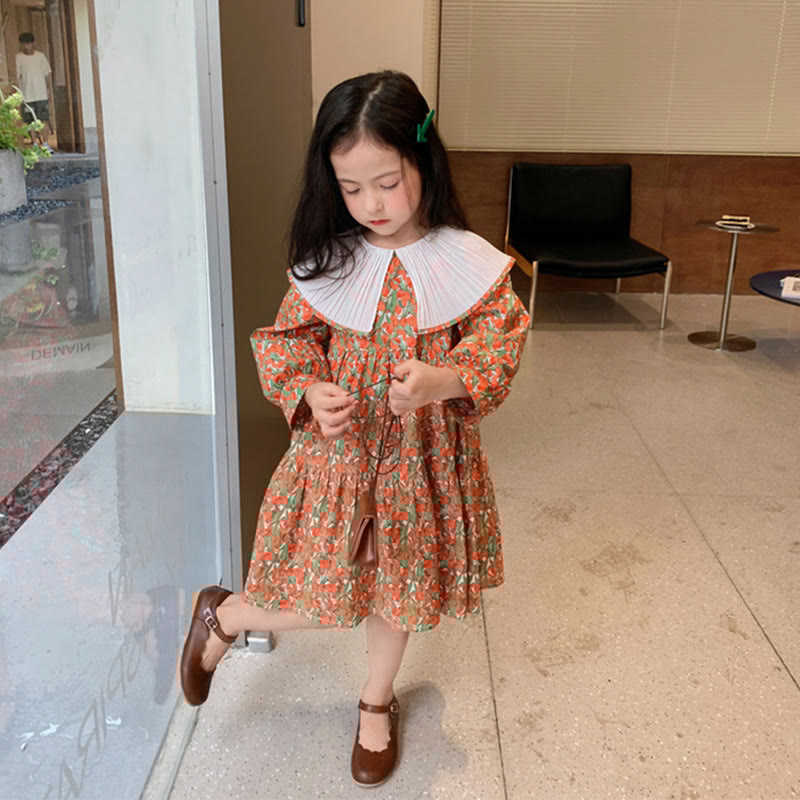 Toddler Girl Floral Red Dress