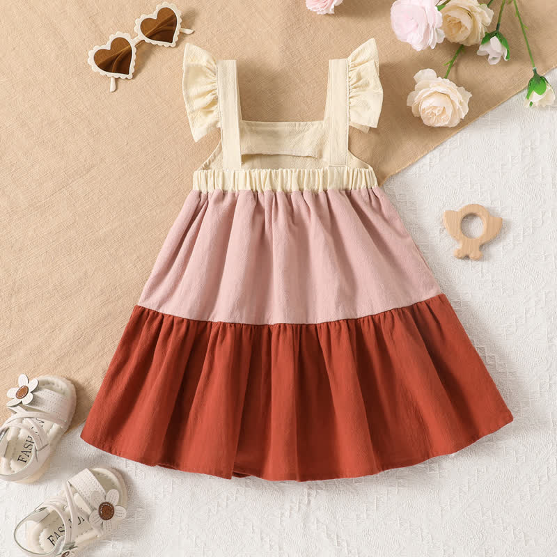 Baby Ruffled Color Block Dress