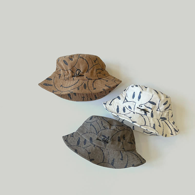 Baby Lovely Happy Face Corduroy Sun Bucket Hat