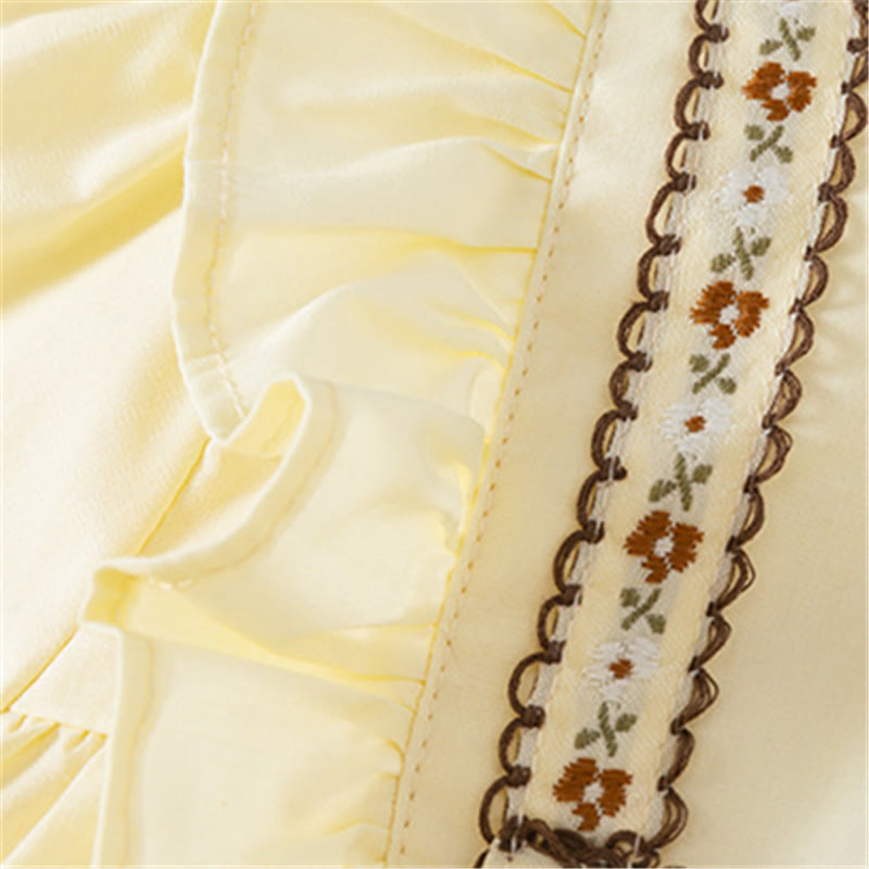 Toddler Flower Embroidered Stringy Selvedge Blouse