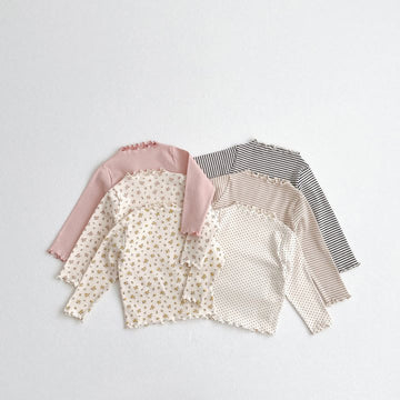 Toddler Flower Dots Striped Lace Sweatshirt