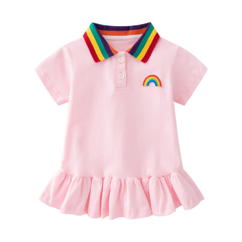 Toddler Girl Rainbow Polo Collar Dress