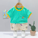 Baby Toddler Rainbow Striped Tee and Shorts Set