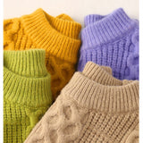 Toddler Knitted Solid Color Round Neck Loose Sweater