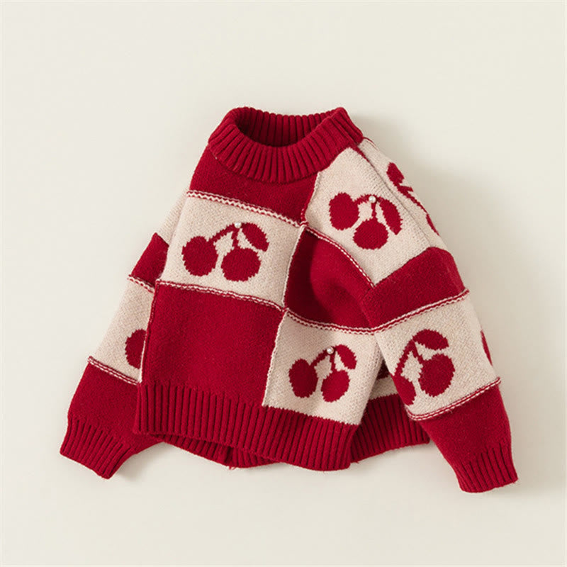 Toddler Red Cherry Knitted Sweater