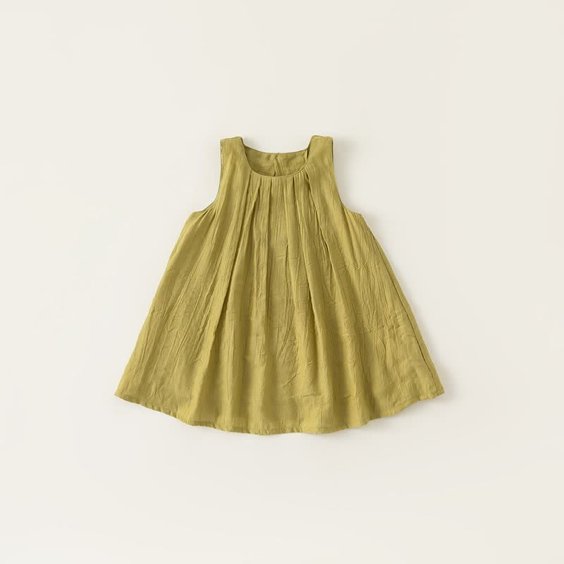 Toddler Girl Solid Color Pleated Sleeveless Dress