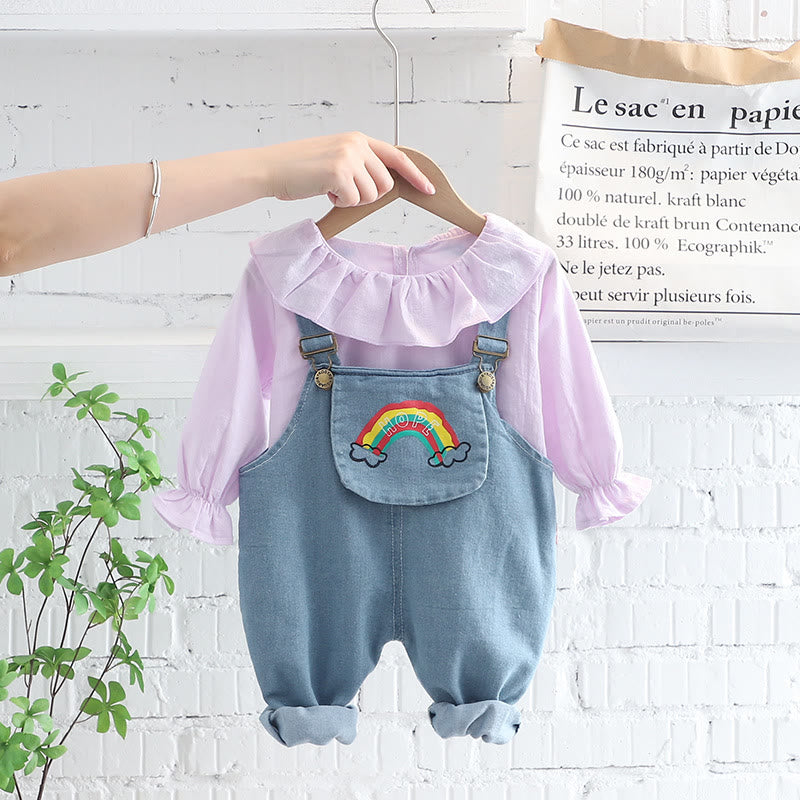 Baby Toddler Rainbow Overalls and Top Set