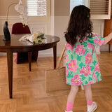 Toddler Girl Flower Lace Lapel Collar Dress