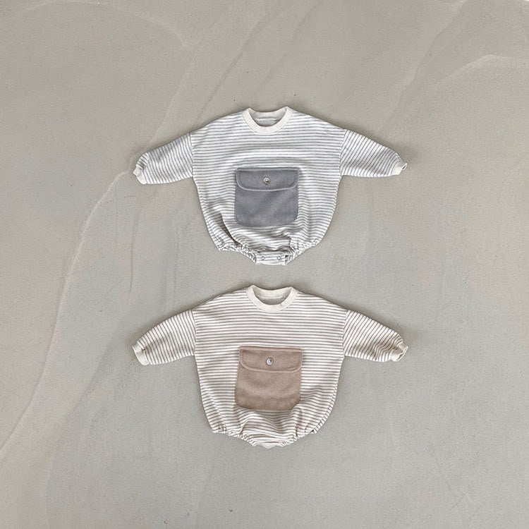 Baby Striped Big Pocket Bodysuit