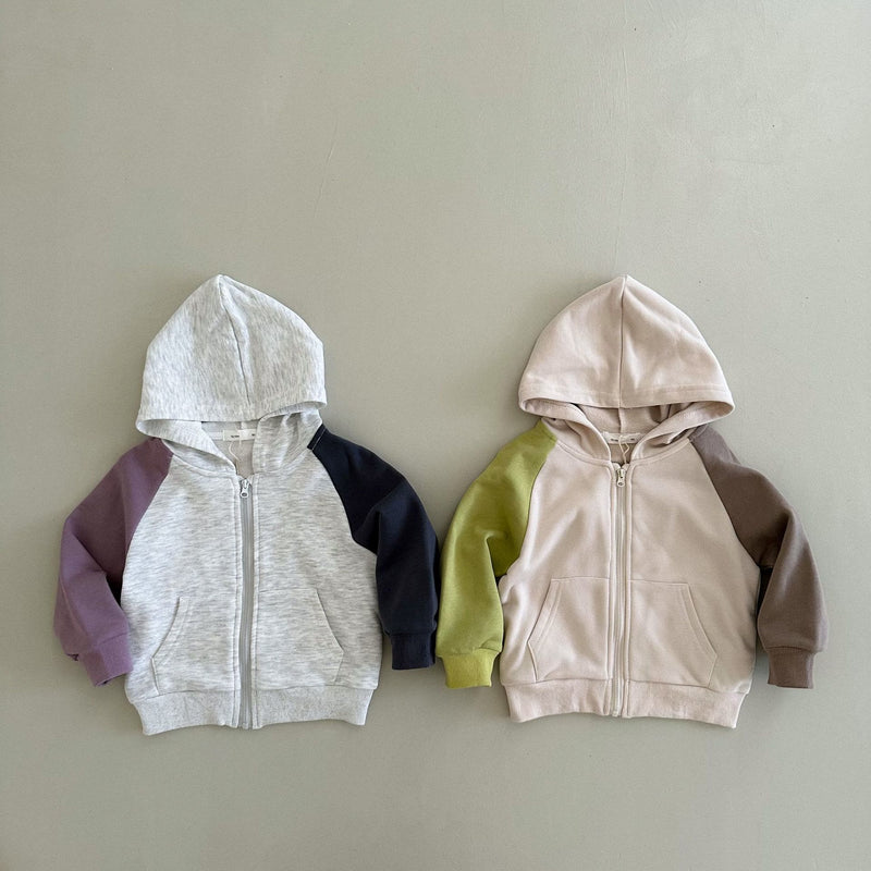 Toddler Color Block Hooded Zipper Coat