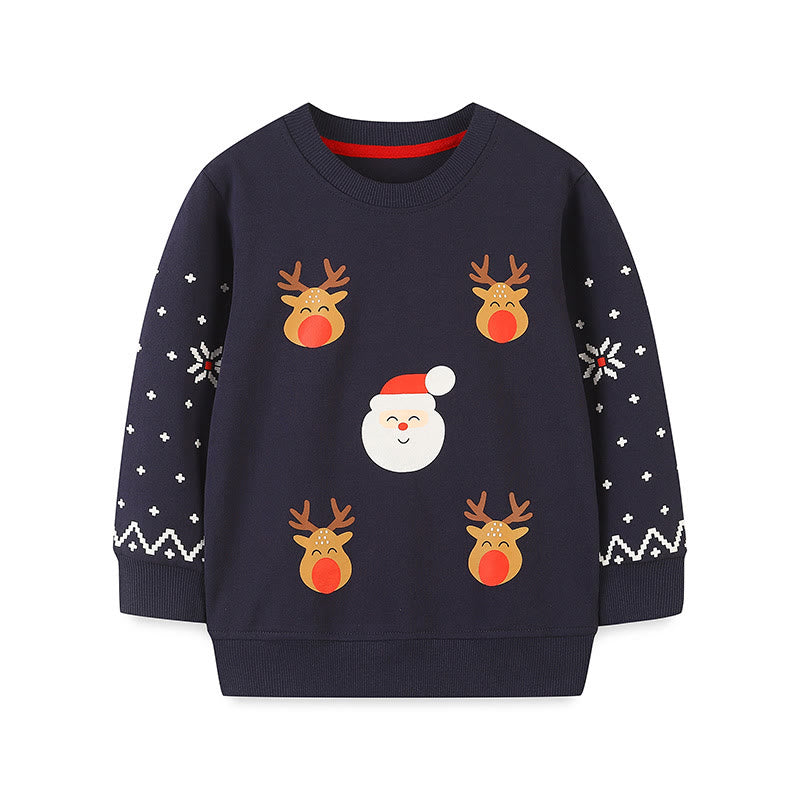 Toddler Cartoon Elk Santa Claus Snow Sweatshirt