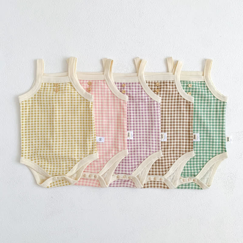 Baby Sweet Plaid Strap Bodysuit