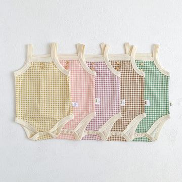 Baby Sweet Plaid Strap Bodysuit