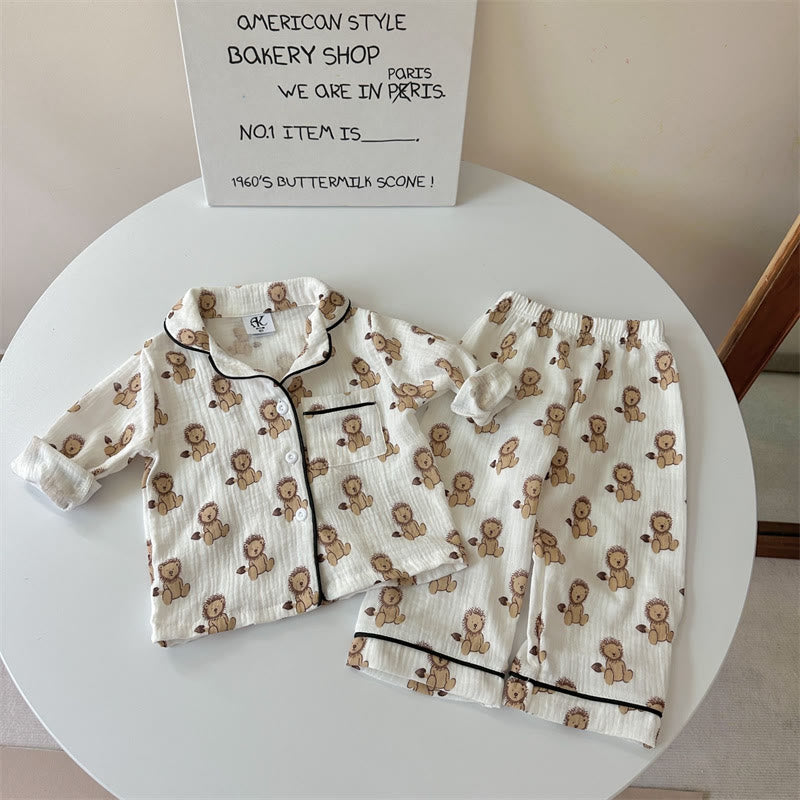 Toddler Cartoon Lion Pajamas Set