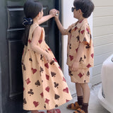 Toddler Poker Dress Lapel Collar Set
