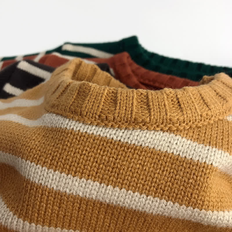 Toddler Boy Retro Striped Warm Sweater