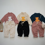 Toddler Bow Bear High Collar Thick T-shirt