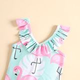 Toddler Girl Ruffled Flamingo Swimsuit