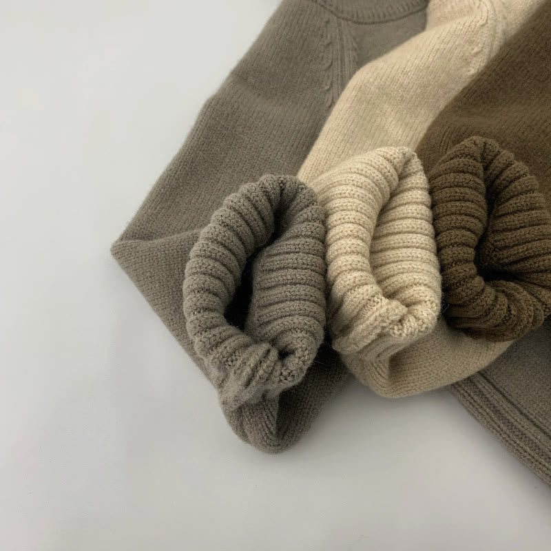 Toddler Boy Turtleneck Knitted Solid Color Sweater