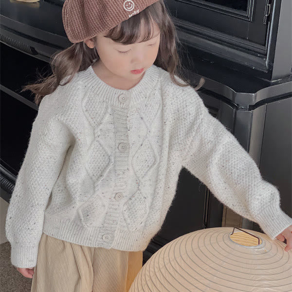 Toddler Colour Mixture Knitted Plaid Cardigan