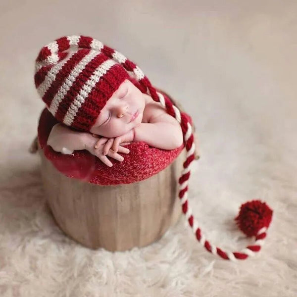 Newborn Photography Christmas Striped Beanie