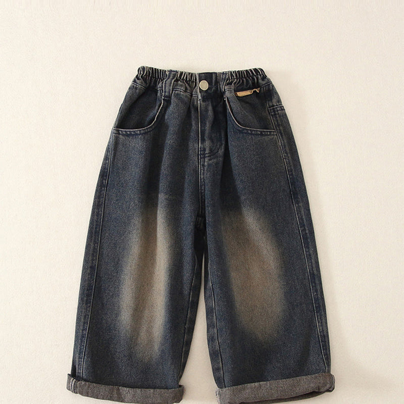 Toddler Black Denim Retro Style 2 Pieces Set