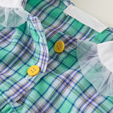 TOMATO Toddler Girl Plaid Lapel Blouse