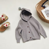Toddler Solid Color Casual Hooded Knitted Coat