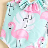 Toddler Girl Ruffled Flamingo Swimsuit