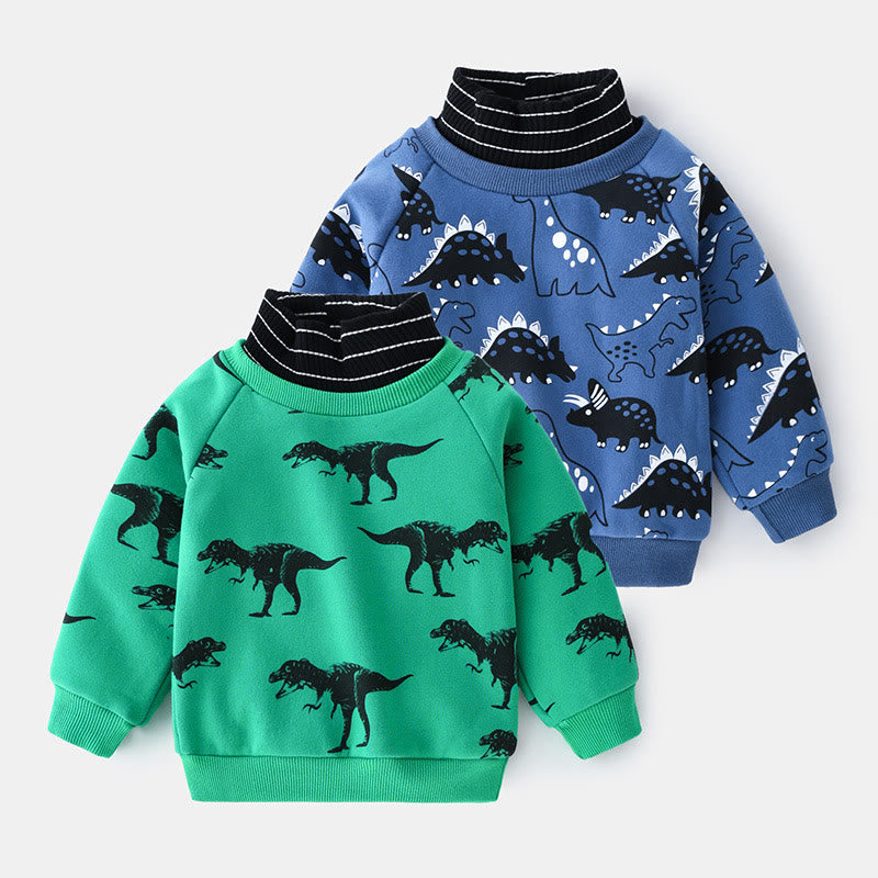 Toddler Boy Dino Turtleneck Fleece Lined Sweatshirt