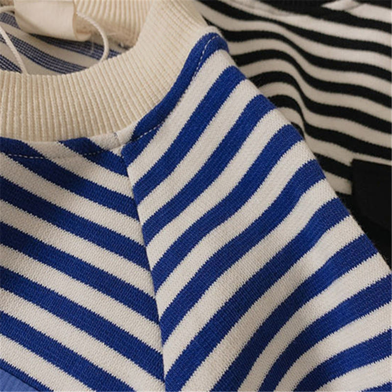 Toddler Loose Striped Pocket Batwing Sleeves Sweatshirt