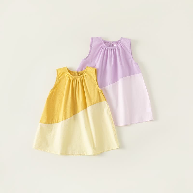Toddler Girl Color Block Sleeveless Dress