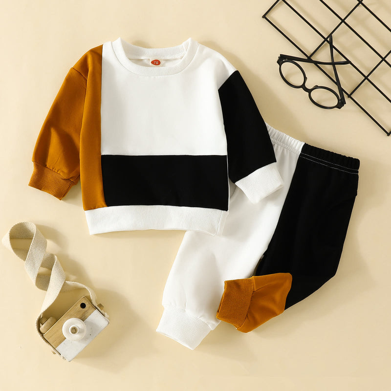 Baby Design Color Block Sweatsuit 2 Pieces Set