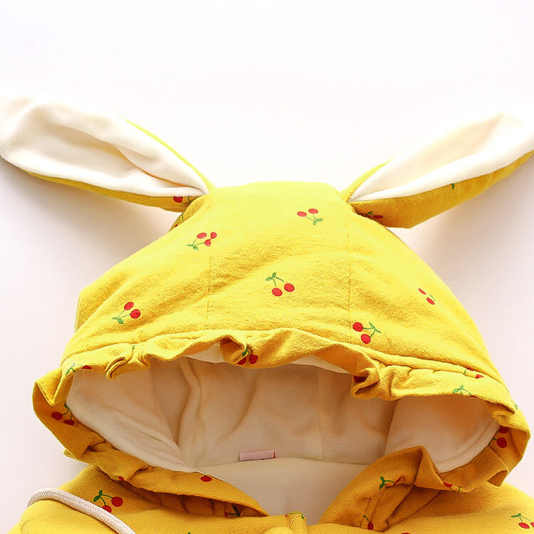 Toddler Cherry Bunny Fleece Lined Coat with Bag