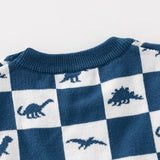 Toddler Dinosaur Plaid Knitted Lovely Vest