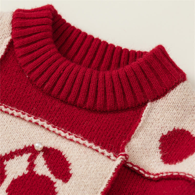 Toddler Red Cherry Knitted Sweater